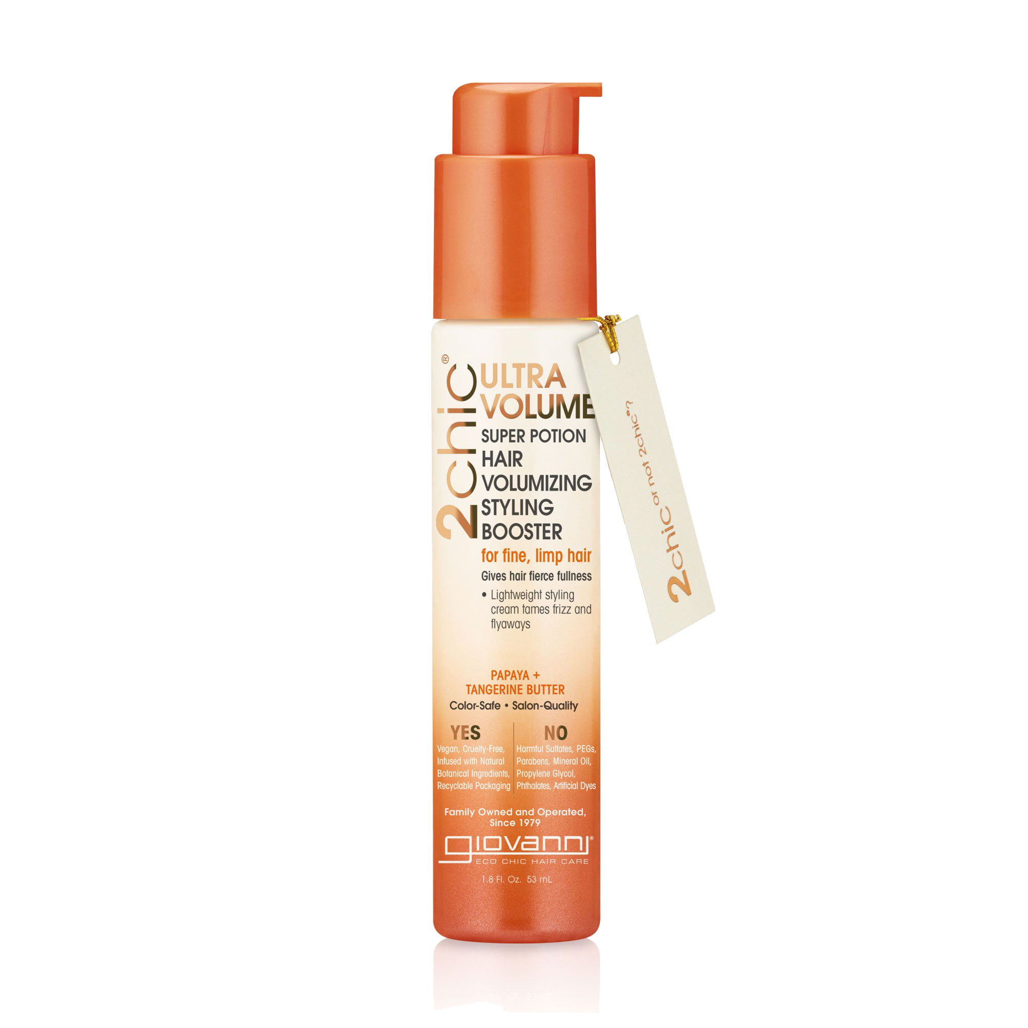 Сироватка для надання обєму волоссю Giovanni 2chic Ultra-Volume Super Potion Hair Volumizing Booster Tangerine &amp; Papaya Butter, 53 мл